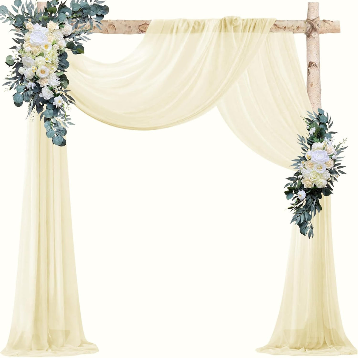 VOK Wedding Arch Draping Fabric Chiffon Curtains, 29in x 18Ft Sheer Chiffon Outdoor Curtain for