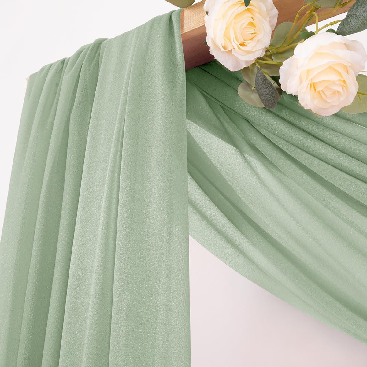 MLMC Sage Green Wedding Arch Draping Fabric 1 Panel 29" x 20 FT Extra Long Gauze Drapes Sheer