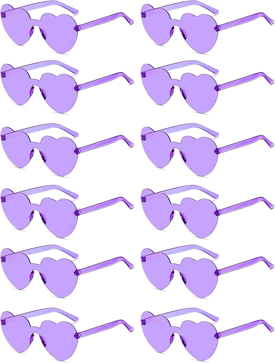 12/20/24 Pairs Heart Sunglasses for Women Men, Trendy Heart Shaped Rimless Transparent Sunglasses