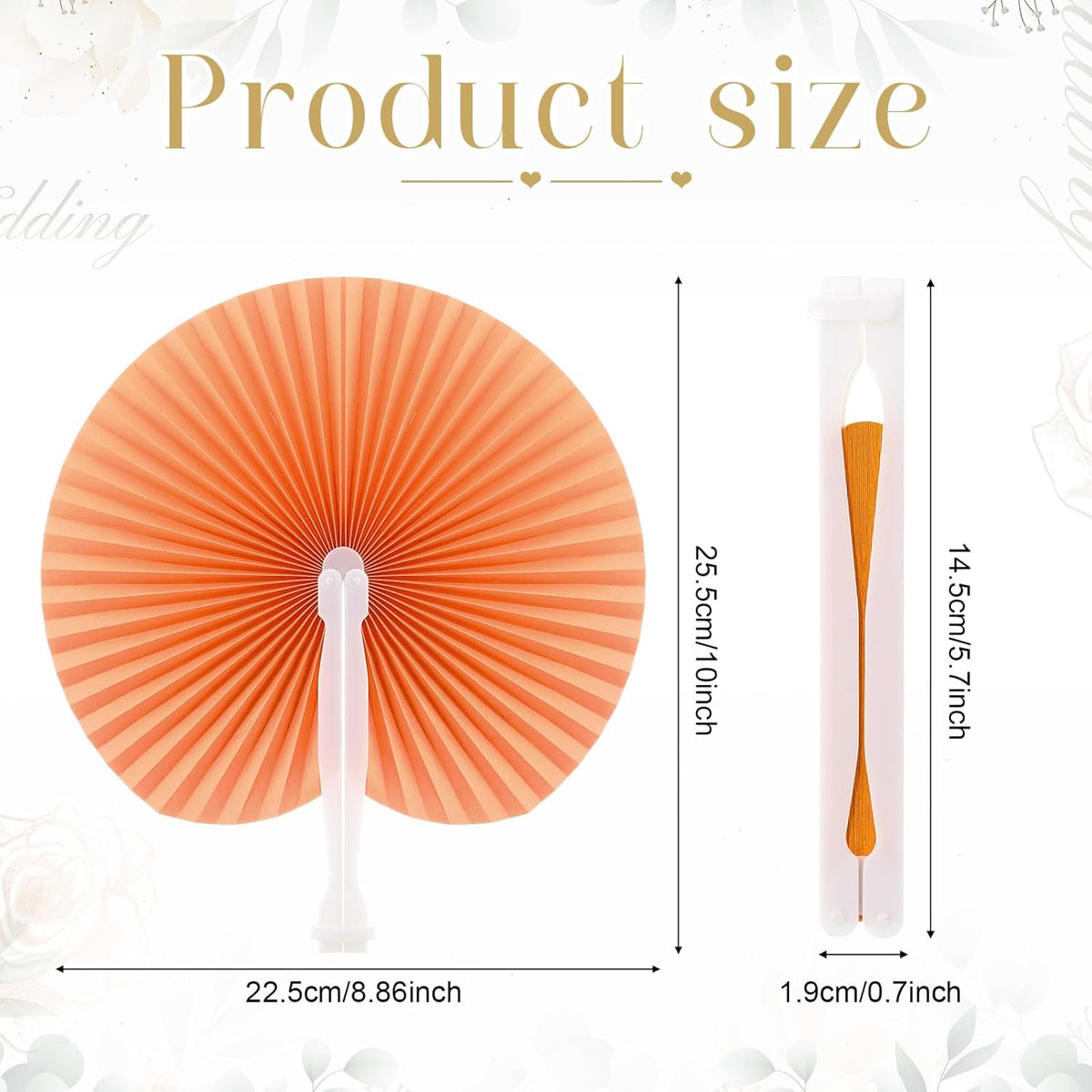 Pangda 24 Pack Folding Fans Round Paper Fans Assortment with Plastic Handle for Wedding Favor Party