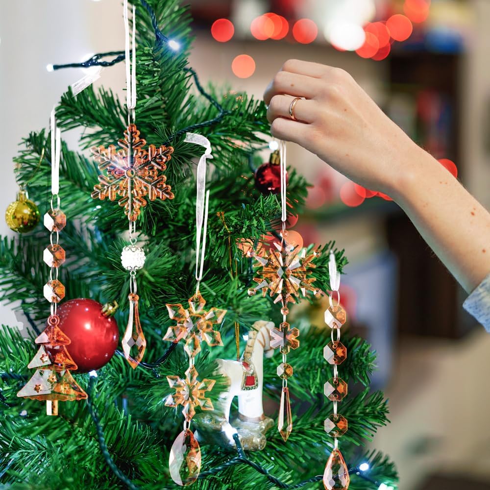 Lanpn 26pcs Christmas Ornaments Crystal Christmas Tree Decoration, Hanging Clear Acrylic Snowflake