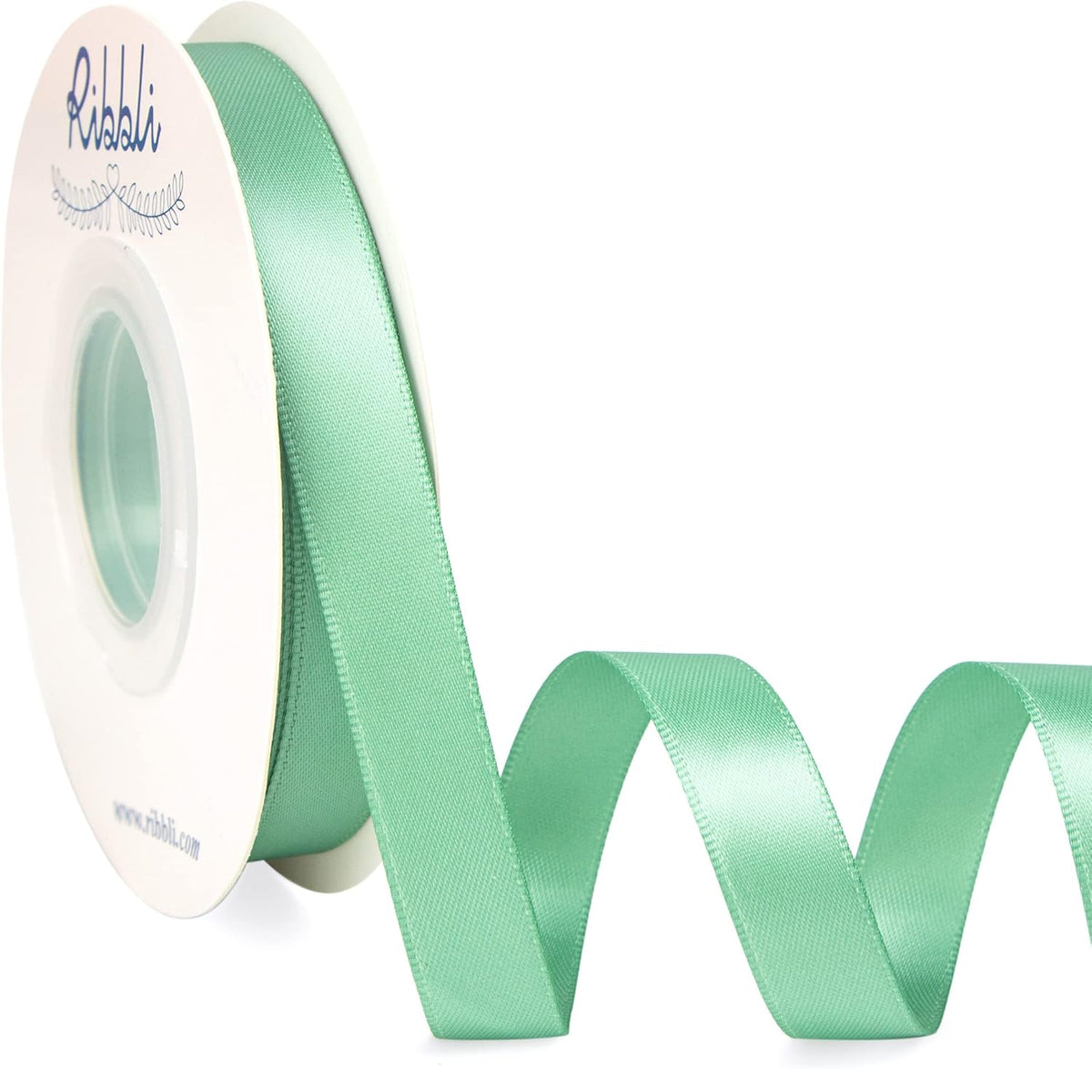 Ribbli Sage Green Satin Ribbon,Double Faced Satin 1/2 inch x Continuous 25 Yards,Use for Bows