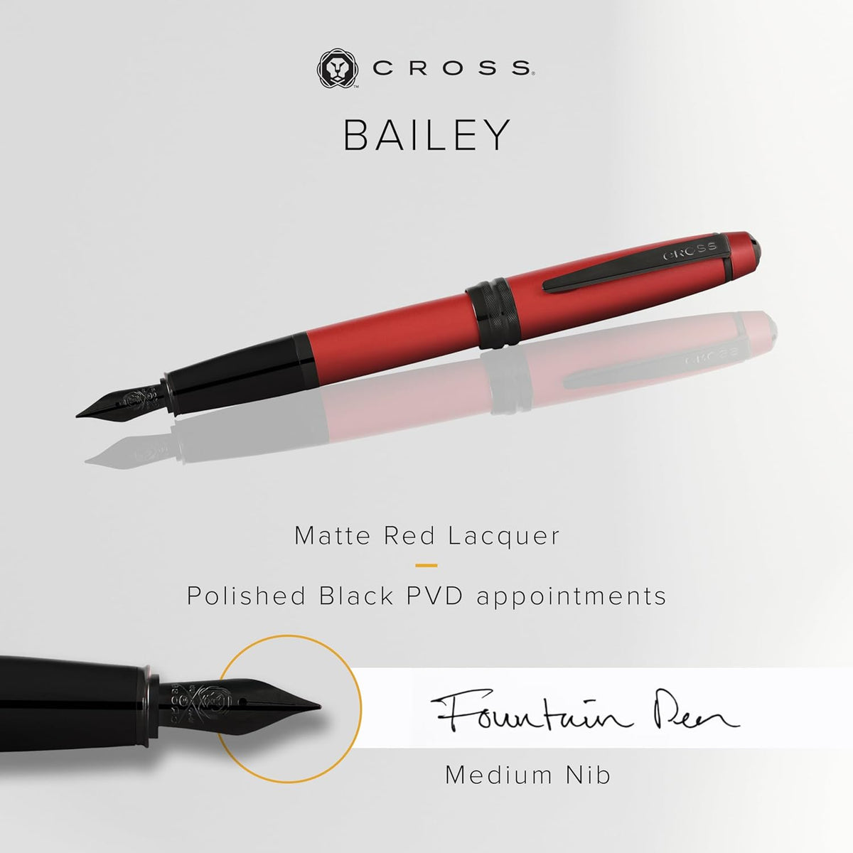 Cross Bailey Refillable Fountain Presented in a Premium Gift Box - Medium Point, Black Ink, Matte