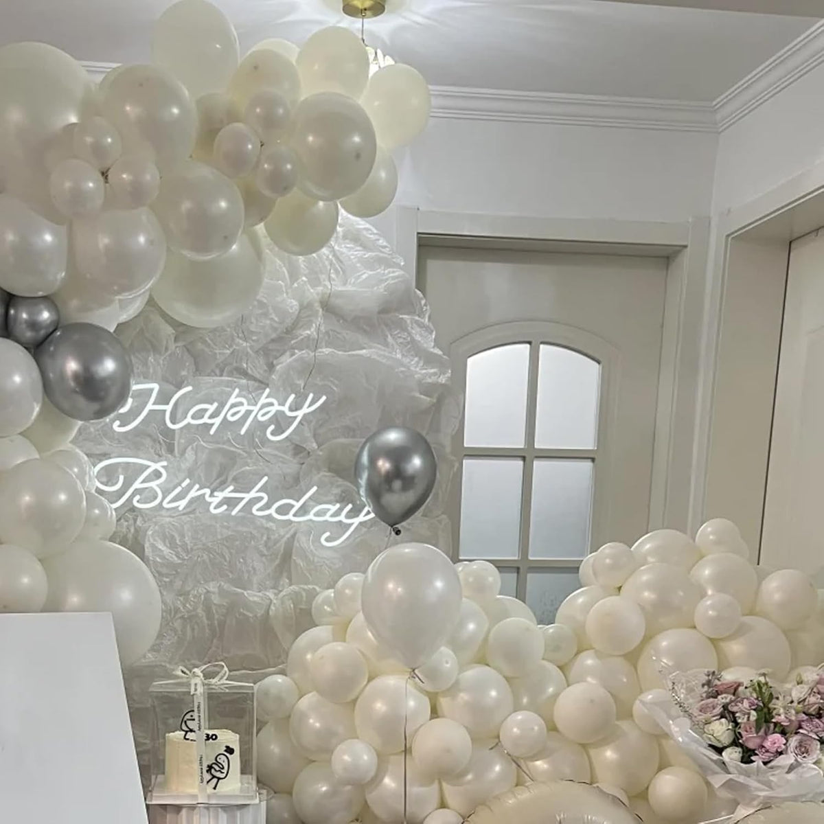 90pack Ivory Balloons Different Size 18/12/10/5 Inch Ivory White Balloon Garland Arch Kit for
