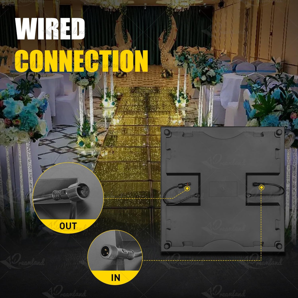 3D Mirror Gold Led Dance Floor Nightclub Decoration with Flight Case Wedding Party Dancing Floor