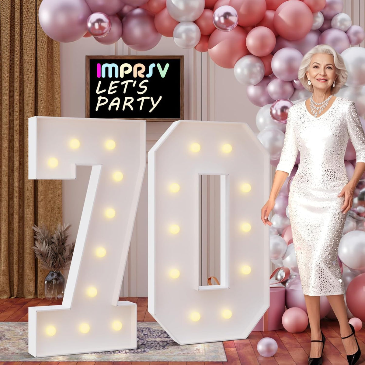 imprsv 4FT Marquee Numbers 70,DIY Light Up Numbers for 70th Birthday Decorations, Party