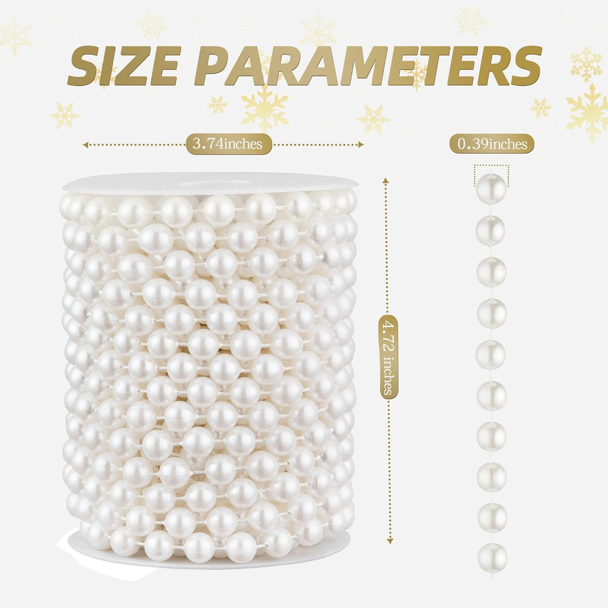 33 Feet Faux Pearl Beads Garland 10mm Craft String Pearls for Wedding Centerpiece Christmas Tree