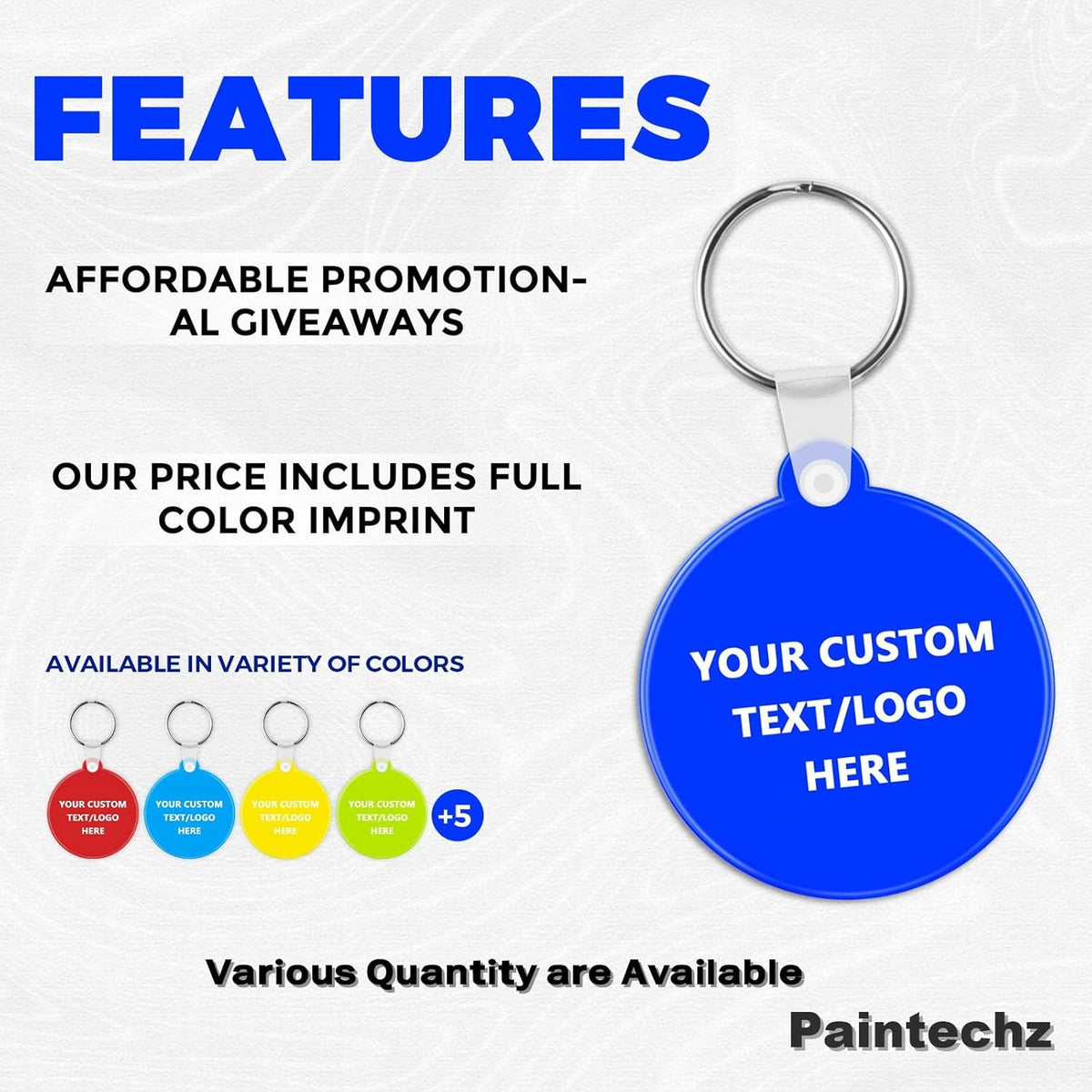 Custom Round Soft Keychains 200 Pack, Personalized Logo, Text Bulk - Perfect for Tradeshows, Party
