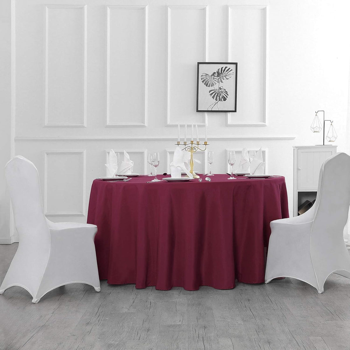 108 inch Round Tablecloth Washable Polyester Table Cloth Decorative Table Cover for Wedding Party