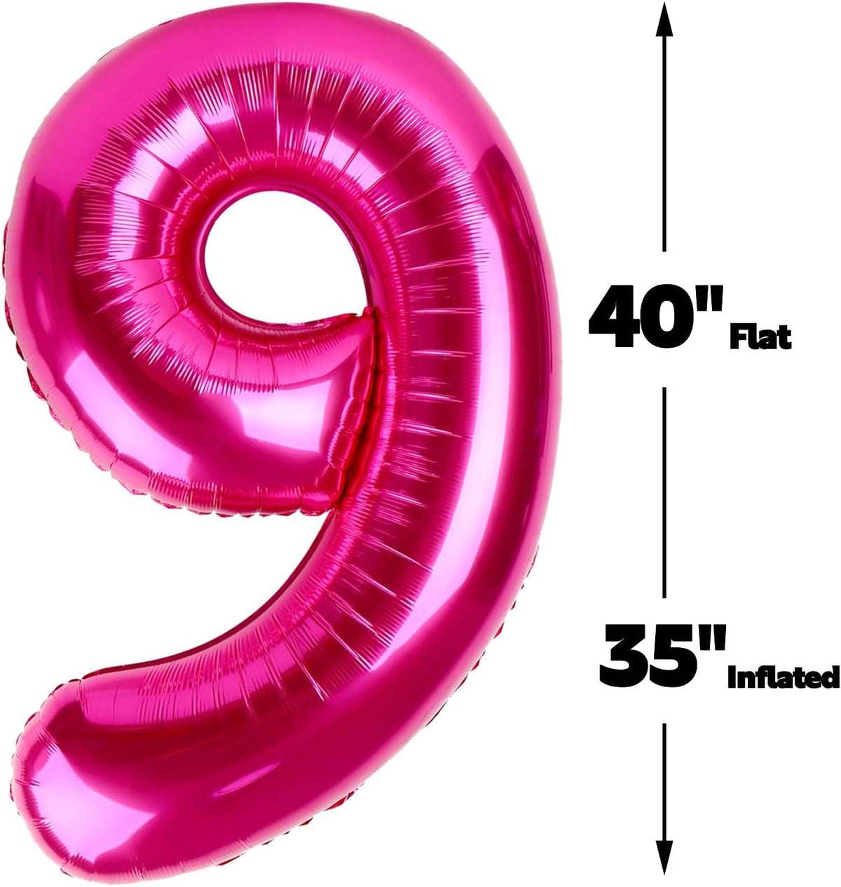 40 Inch Big Hot Pink 9 Balloon Number, Jumbo Giant Happy 9th 19 29 39 49 99 Birthday Party