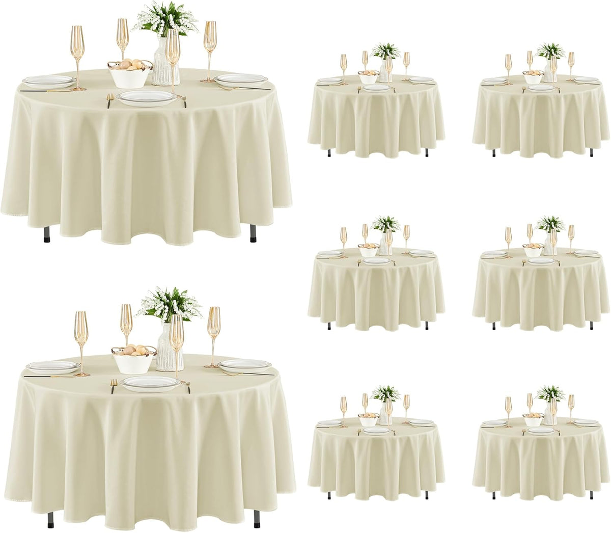 Fitable 8 Pack Round Tablecloths: Stain Resistant Wrinkle Free Circle Table Clothes, Washable