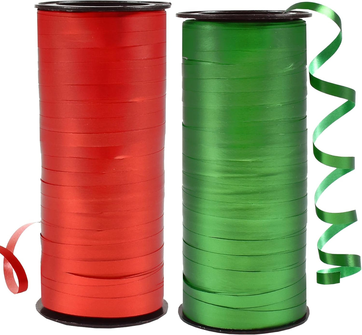 BEISHIDA Red and Green Christams Curling Ribbons Balloon String Ribbons - 2 Pack 100 Yards for Gift