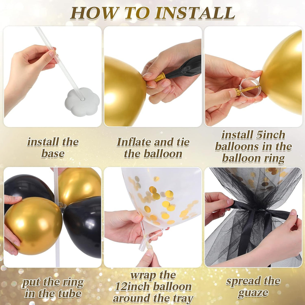 BBTO 8 Set Table Centerpieces Balloons Stand Kit, 80 Pcs Latex Balloons and Table Stand Holder with