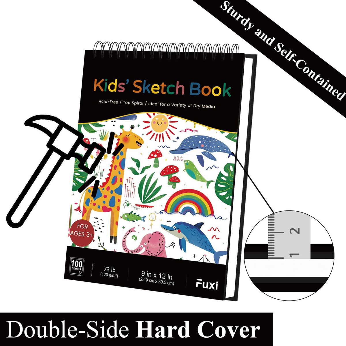 Sketch Book for Kids, 9" x 12" Kid Sketchbook, 100 Sheets (73lb/120gsm) Drawing Paper for Kids