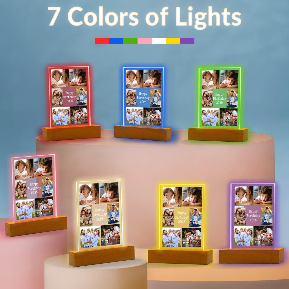 Custom Picture Frames with Photo, Personalized Photo Frame with Night Light, Customized Picture