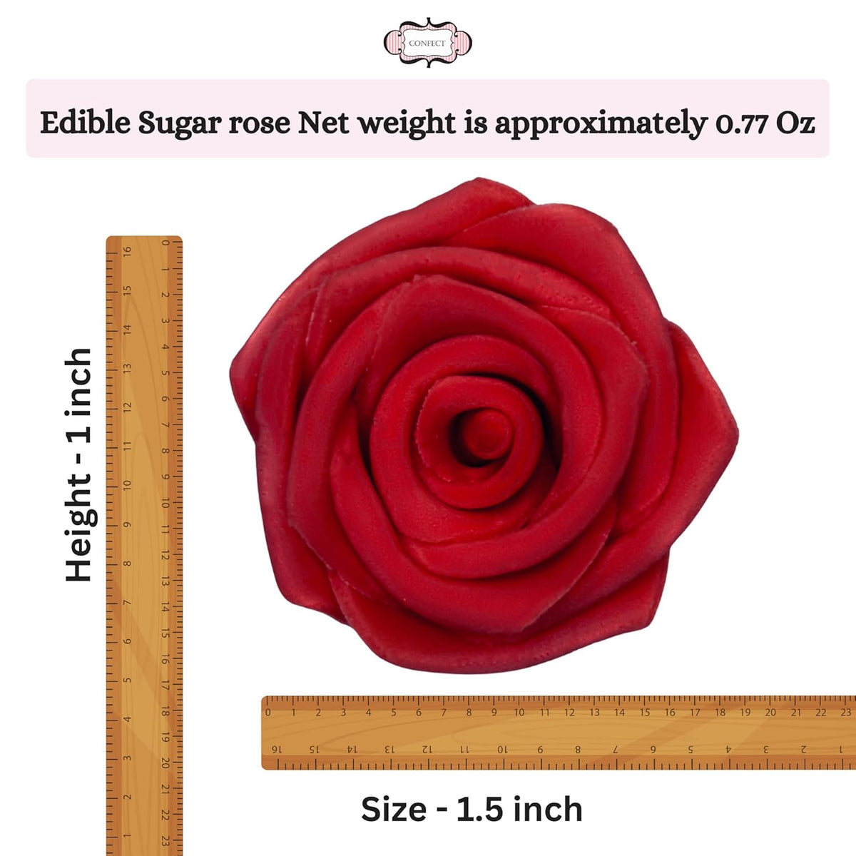 Confect Edible Rose Cake Toppers – Edible Roses for Cupcake & Cake Decorations- Vegan, Gluten-Free