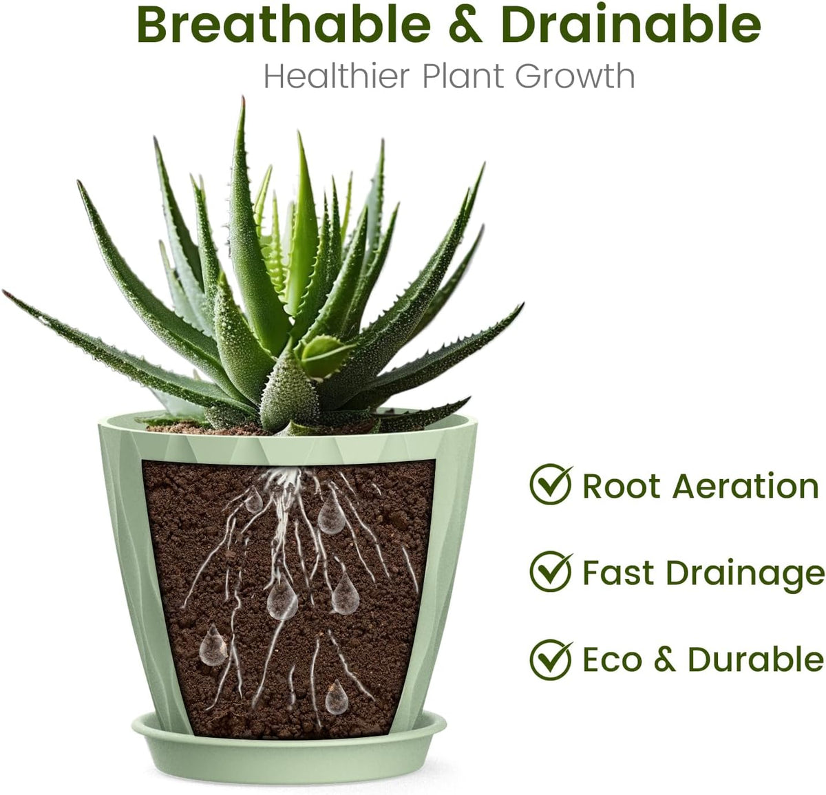 4 Inch Small Pots for Plants, 6 Pack Waffle Texture Small Plant Pots for Succulents, Plastic