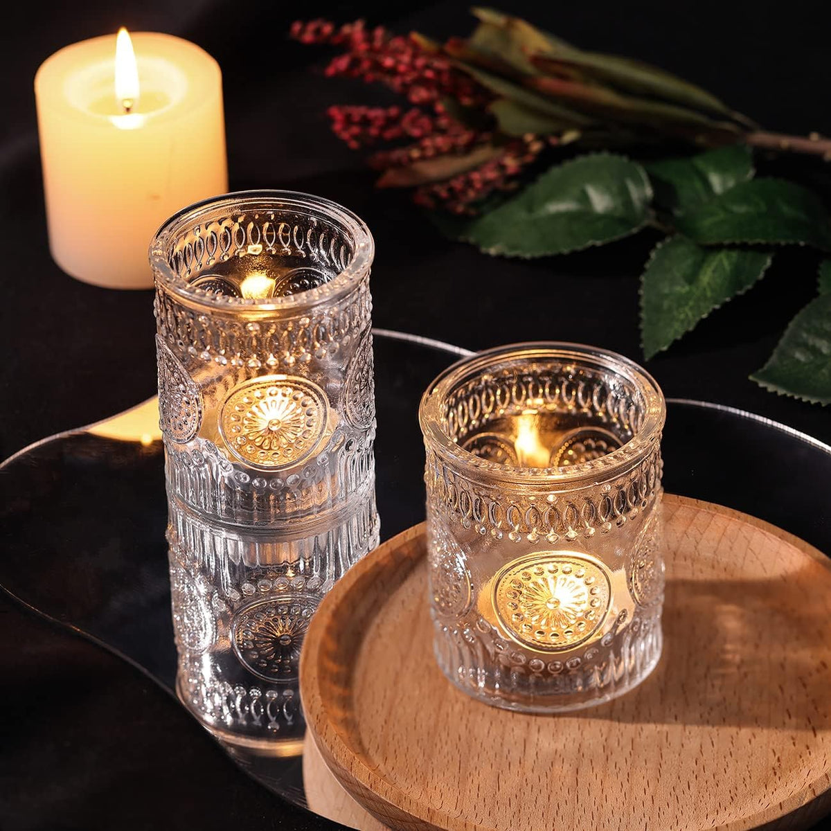 DARJEN Clear Votive Candle Holders Set of 36- Glass Candle Holders Bulk for Tea Light Candle