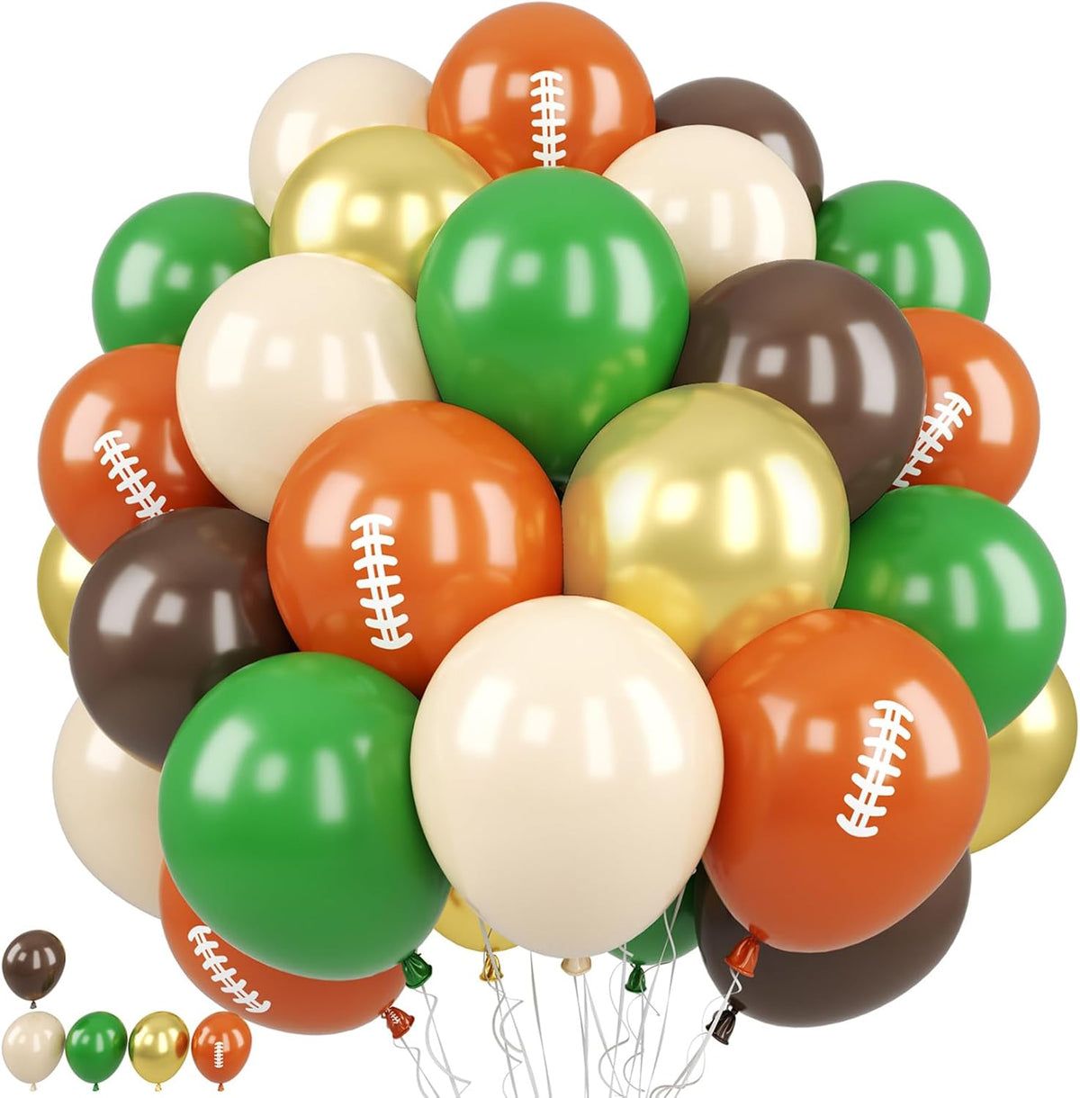 Football Balloons, 50PCS 12inch Party Balloons Dark Green Gold Black Beige Ballons Football Printed