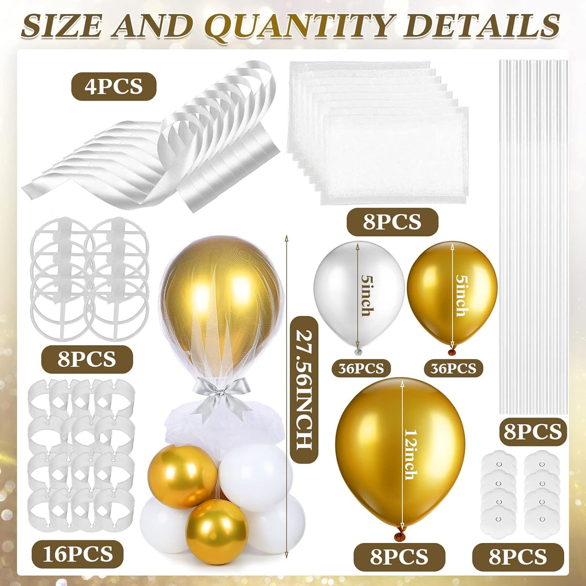 BBTO 8 Set Table Centerpieces Balloons Stand Kit, 80 Pcs Latex Balloons and Table Stand Holder with