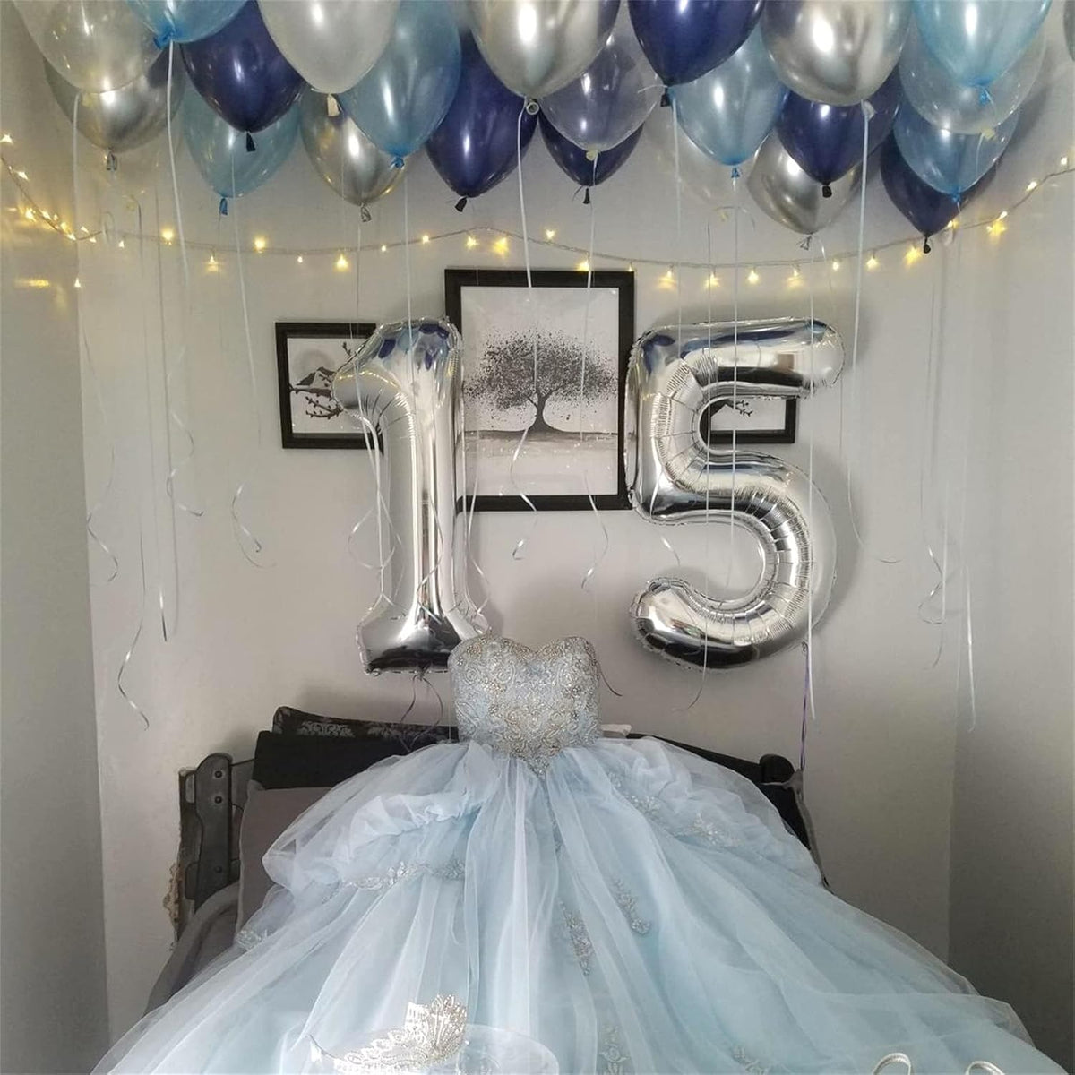 40 Inch Silver Large Numbers Balloons 5, Self Inflating Digit 5 Helium Balloons for 5th Girls Boys