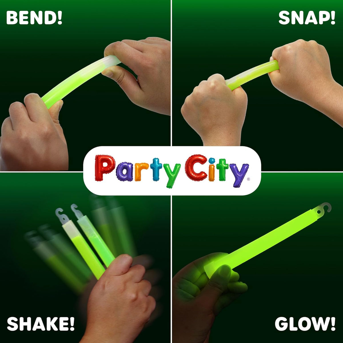 Party City Green Glow Sticks Bulk Pack 6”- 12pk Glow in the Dark Sticks for Kids, Waterproof