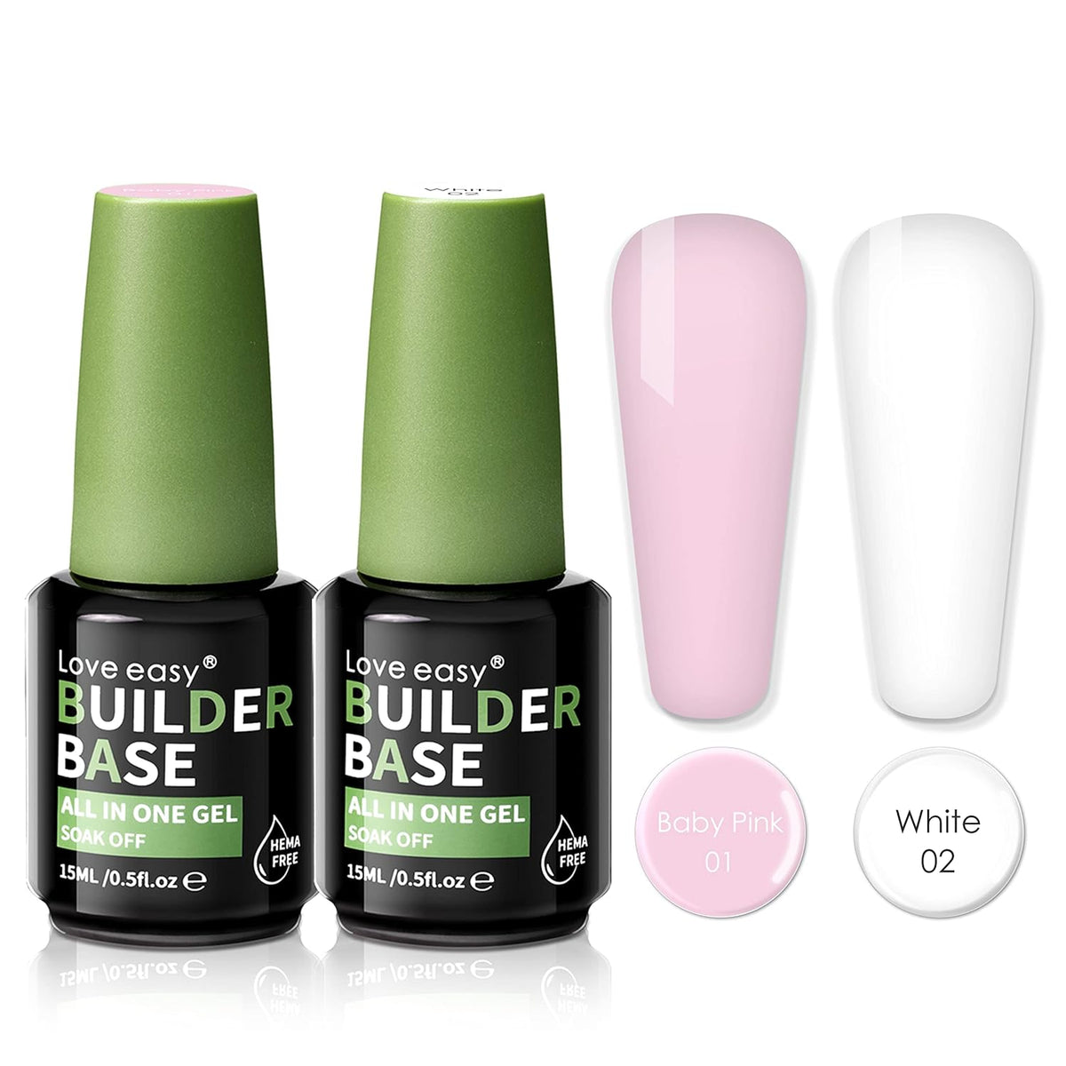 Hema Free Builder Gel (Milky White+ Baby Pink) - Hypoallergenic Strong Base Coat | Long-Lasting