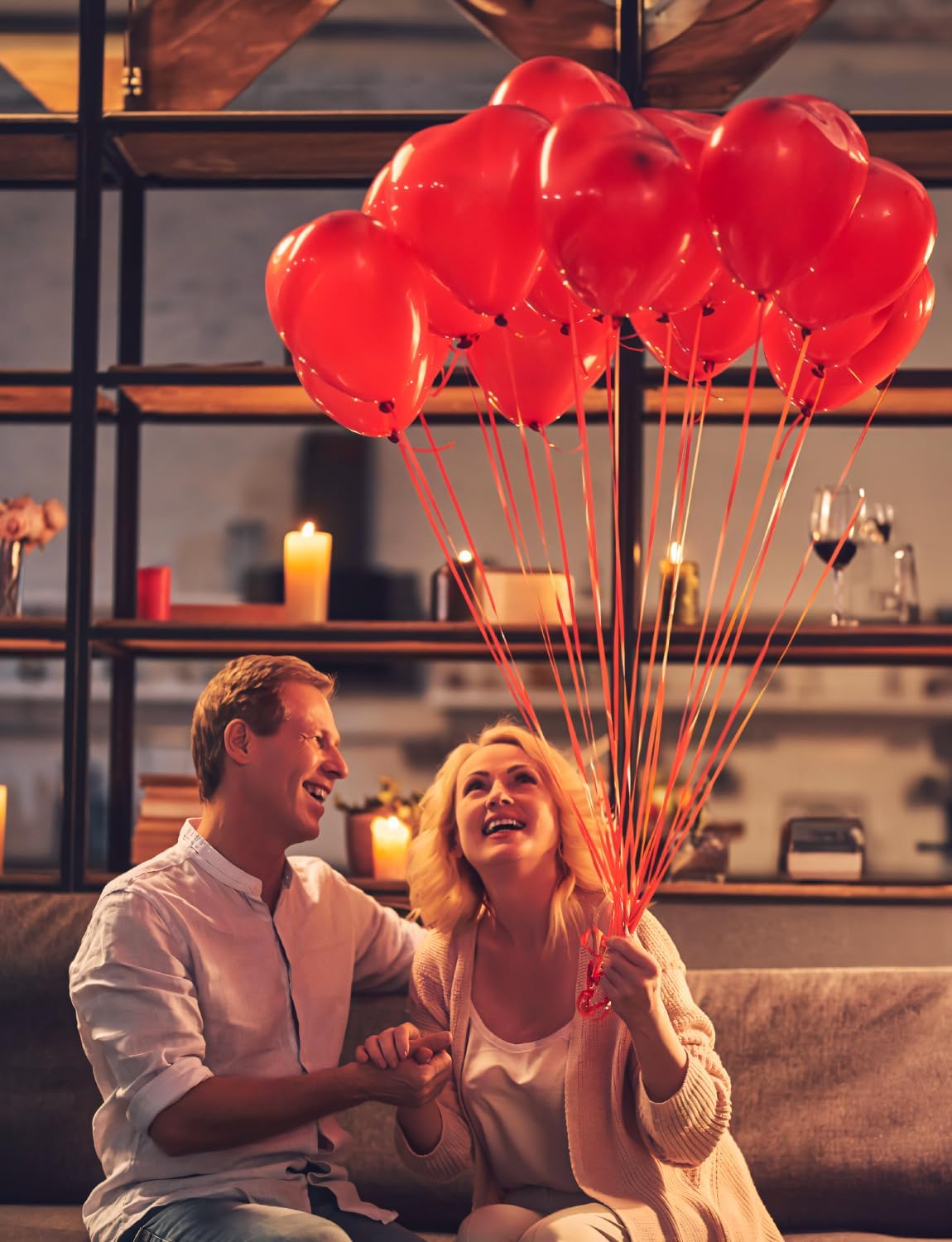 Red Heart Balloons, 50 Pcs 12 Inch Heart Shaped Balloons, Red Latex Balloon, Romantic Valentines