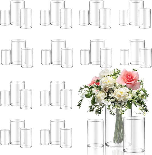 36pcs Glass Vase Cylinder for Centerpieces Small Flower Glass Clear Home Decor Centerpiece Table