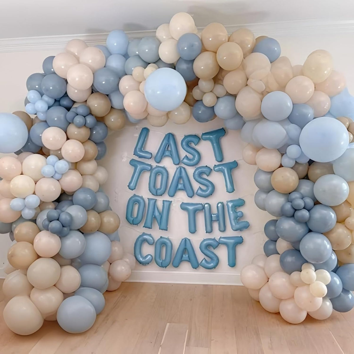 Dusty Blue and White Balloons Haze Pastel Blue Beige Balloon 12inch 60pcs Sand White Ivory Helium