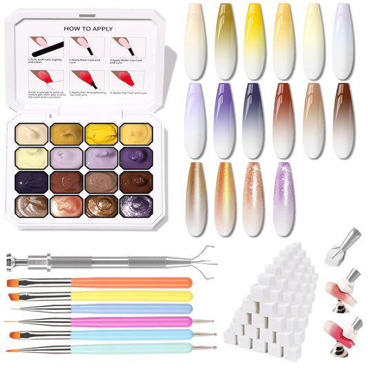 Sponge Pat Paint Nail Gel, Ombre Nails Gradient Gel Nail Blush Blooming Aura Nails Drawing Stripper