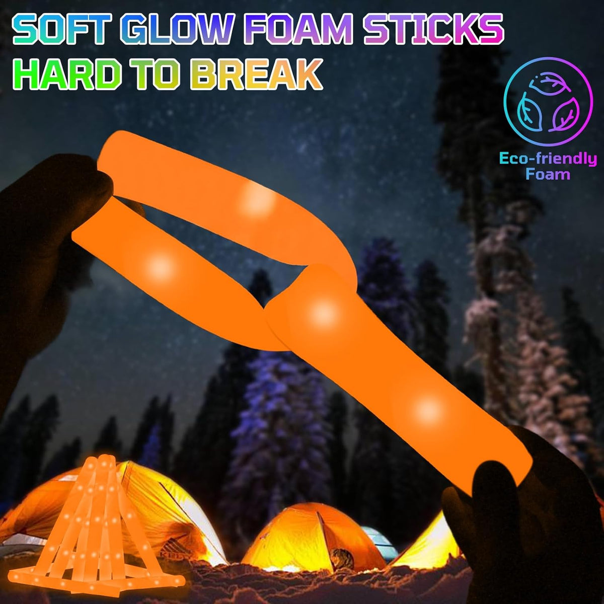 Foam Glow Sticks Bulk, 30 PCS Orange Light Up Foam Sticks 3 Modes, Glow Party Supplies for