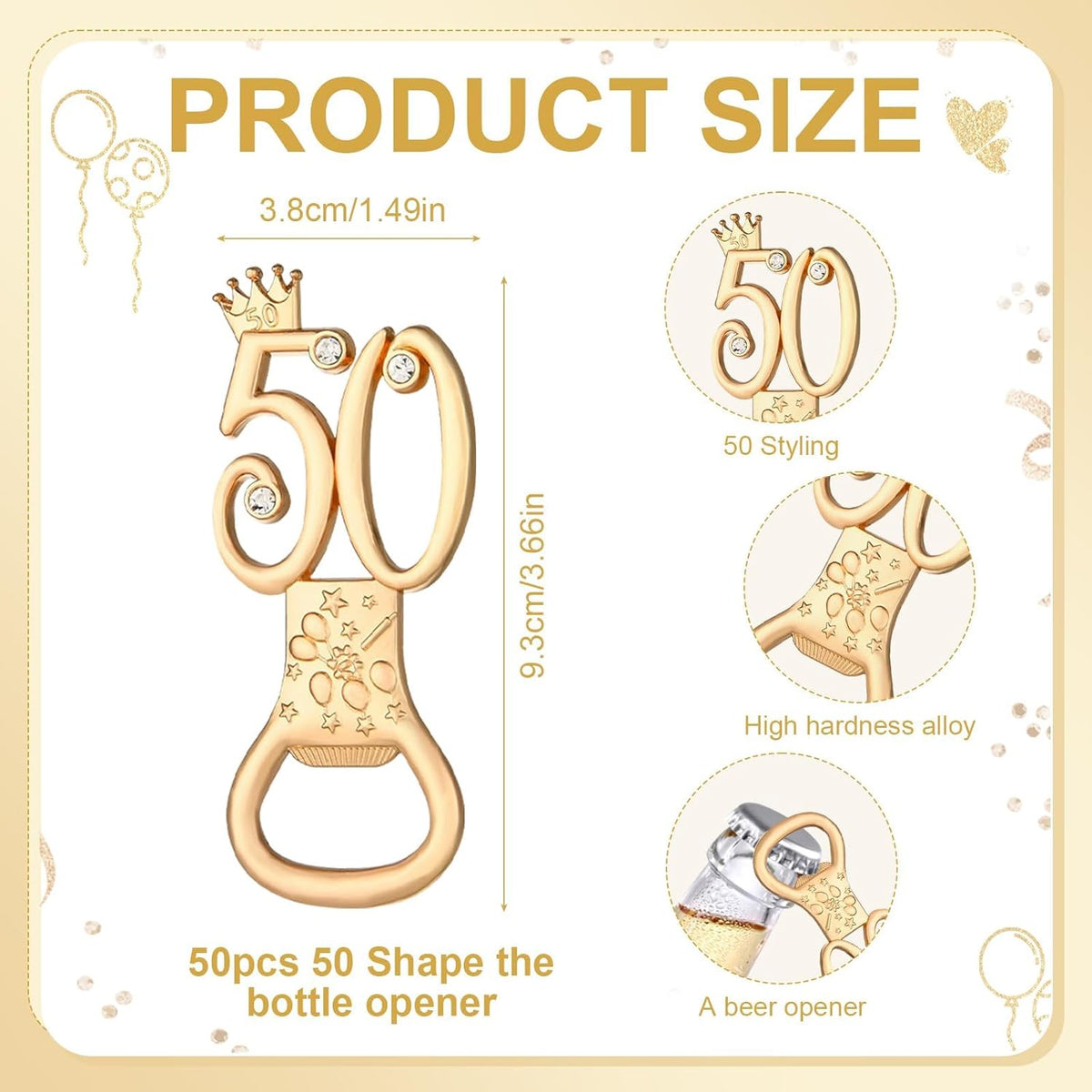 50Pcs 50th Birthday Bottle Opener Set 50th Birthday Party Favors 50th Golden Bottle Openers