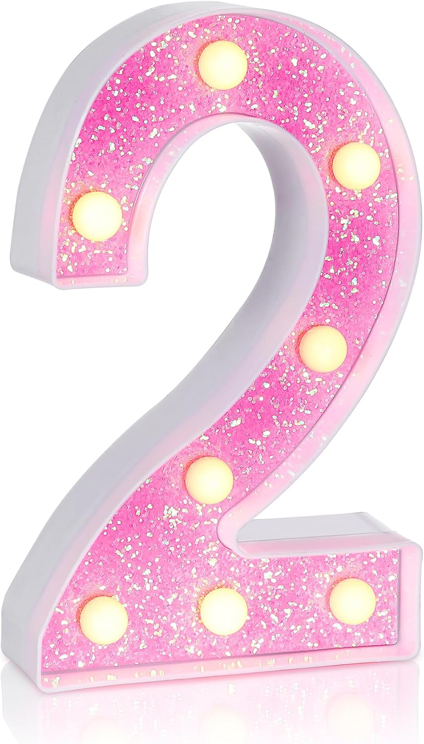 Foaky Pink Light up Letters，Pink Party Decorations,Girls Room Decor,Glitter Marquee