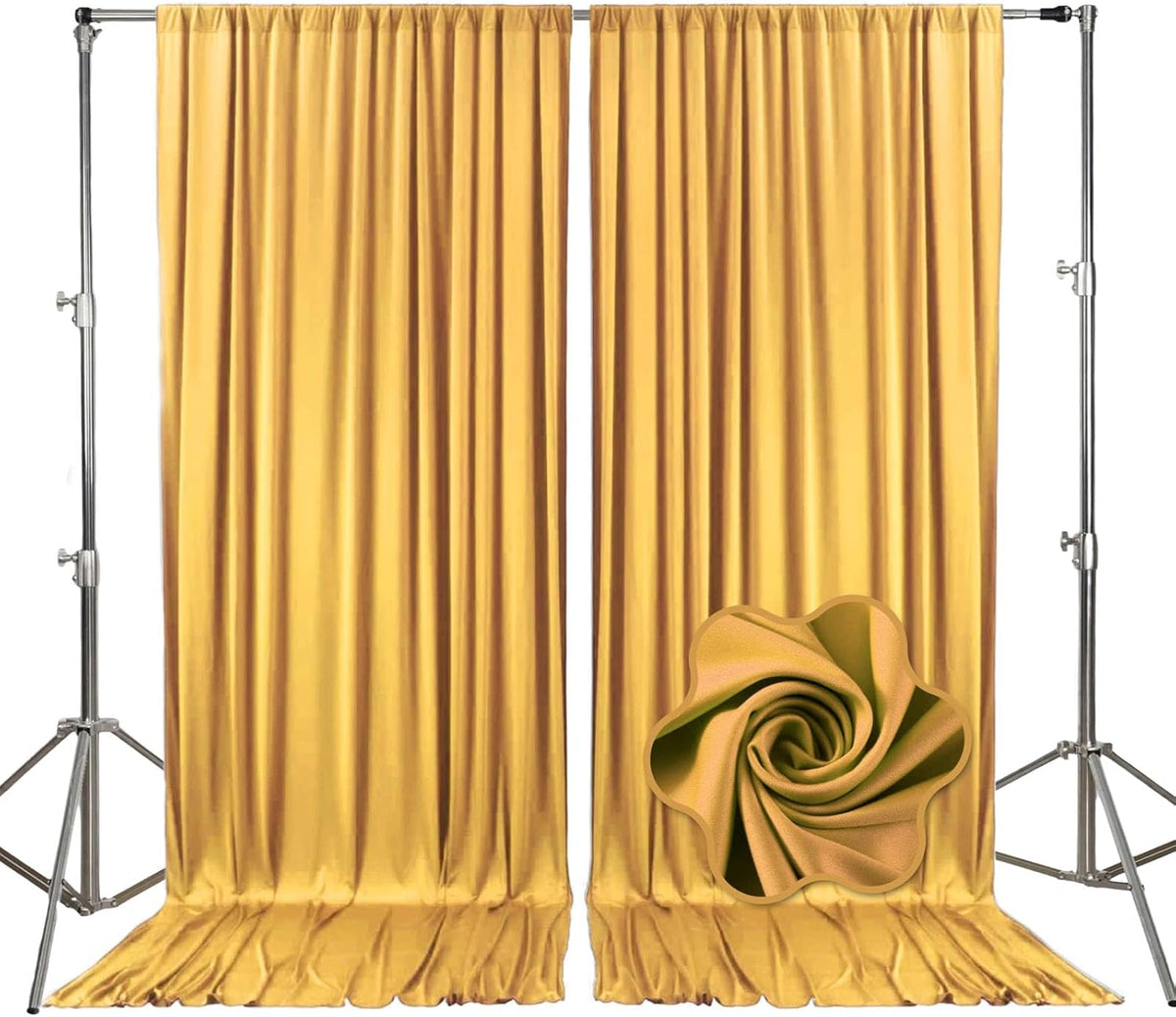 10ft x 10ft Khaki Backdrop Curtains for Parties, Fabric Satin Background Curtain with Rod Pockets
