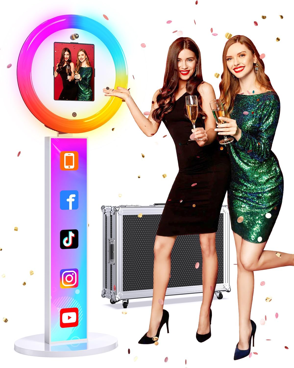 Portable Photo Booth,Selfie Photo Booth with RGB Ring Light Free Customizable Logo Photo Booth