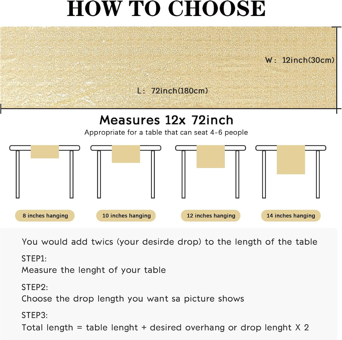 10 Packs 12 x 72 inches Sequin Table Runner, Gold Glitter Table Runner for Birthday Party Supplies