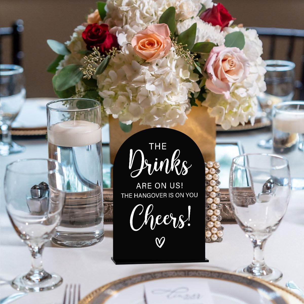 Acrylic Wedding Sign, Bridal Shower Decorations, The Drinks Sign for Ceremony, Modern Font Table