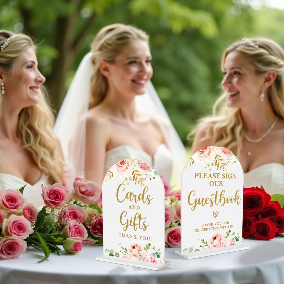 2 Pcs Acrylic Wedding Signs for Reception, Bridal Shower Decorations, Cards and Gifts Signs, Guest