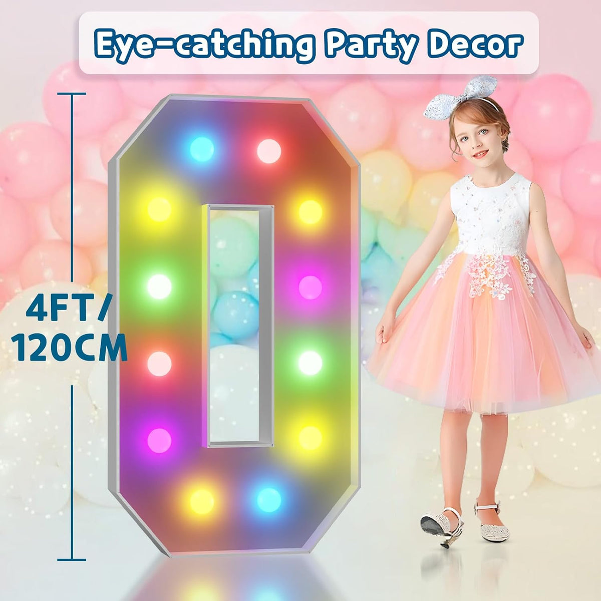 imprsv 4FT Colorful Marquee Light Up Letters O, 18 Colors Large Light up Letters Alphabet Sign with