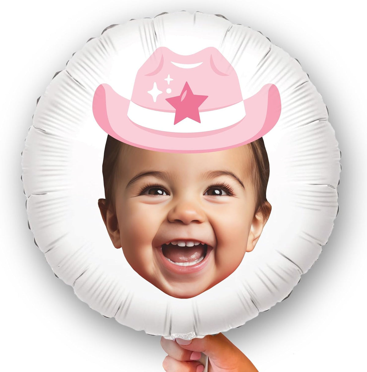 Big Dot of Happiness Personalized Pink Rodeo Cowgirl Fun Face Photo Balloon, Western Bachelorette