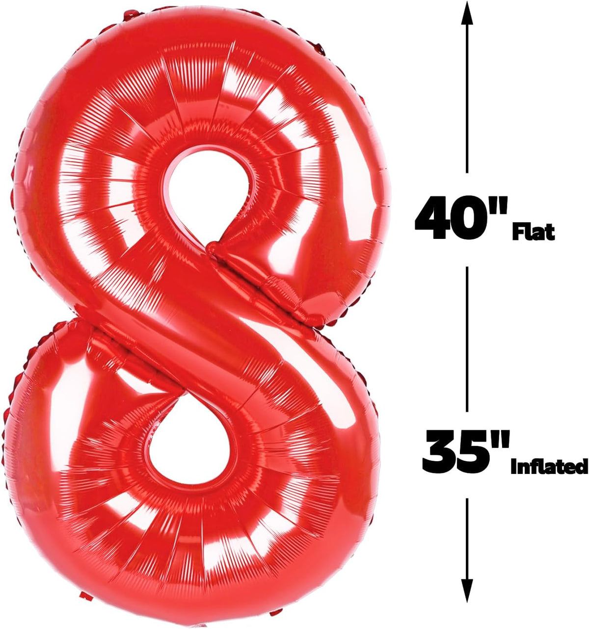 Red Foil Number 8 Balloon 40 Inch, Helium Mylar Eight Number 8 18 28 38 48 58 80 88 Birthday