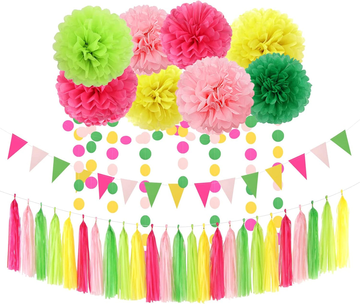 Hawaii Pool Party-Decorations Streamers - 35pcs Tissue Pom Poms,Tropical Jungle Birthday Supplies