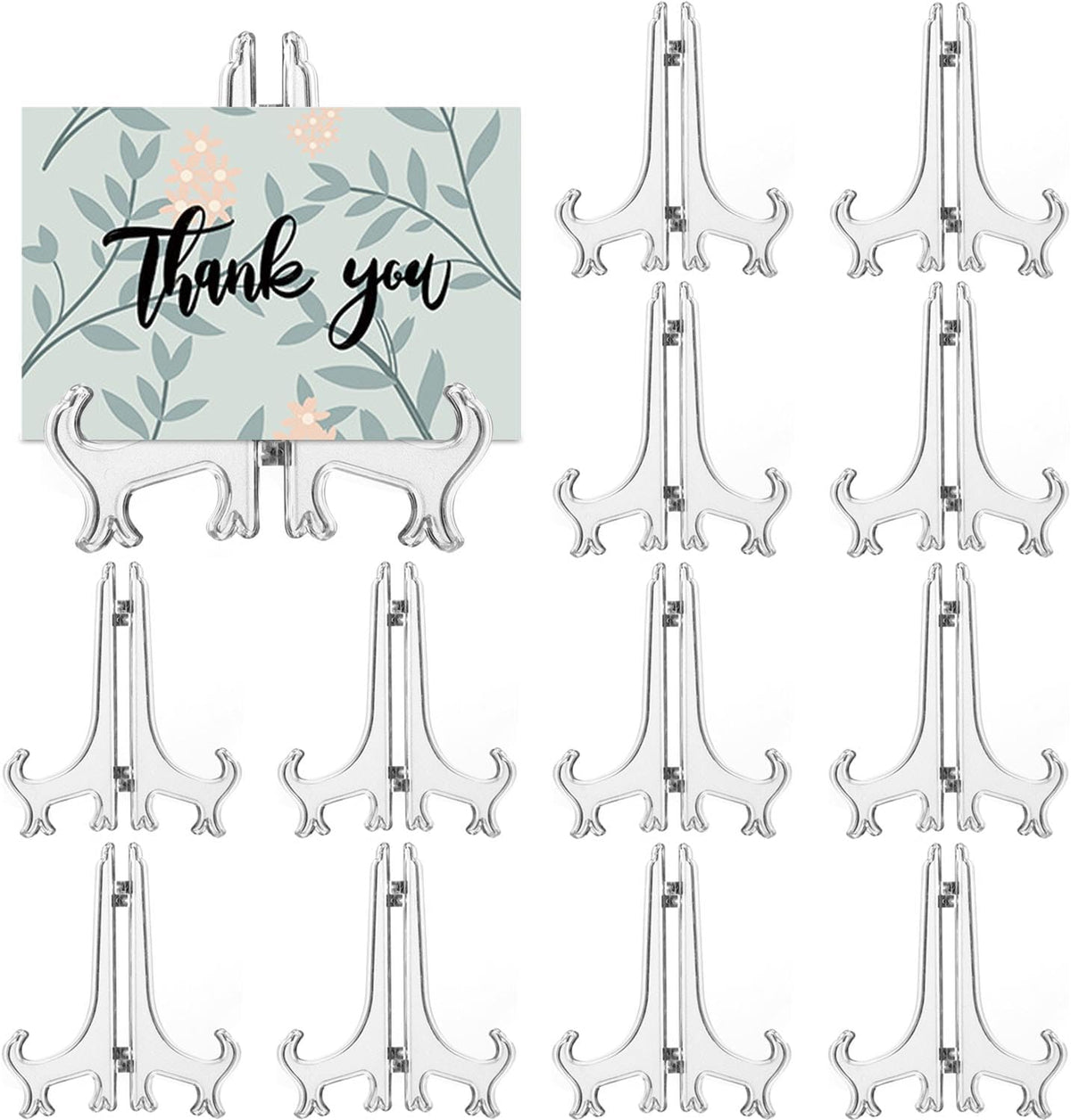 12 Pack 4 Inch Clear Plastic Easels or Stand/Plate Holders to Display Pictures or Other Items at