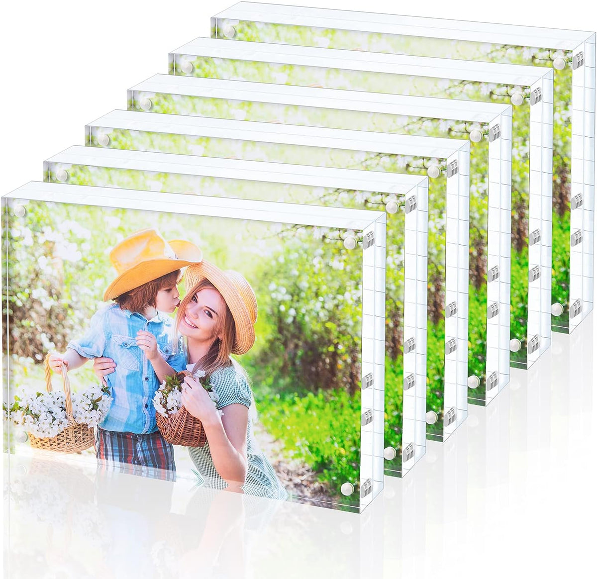 Acrylic Picture Frame, Clear Freestanding Double Sided 20mm Thickness Frameless Magnetic Photo