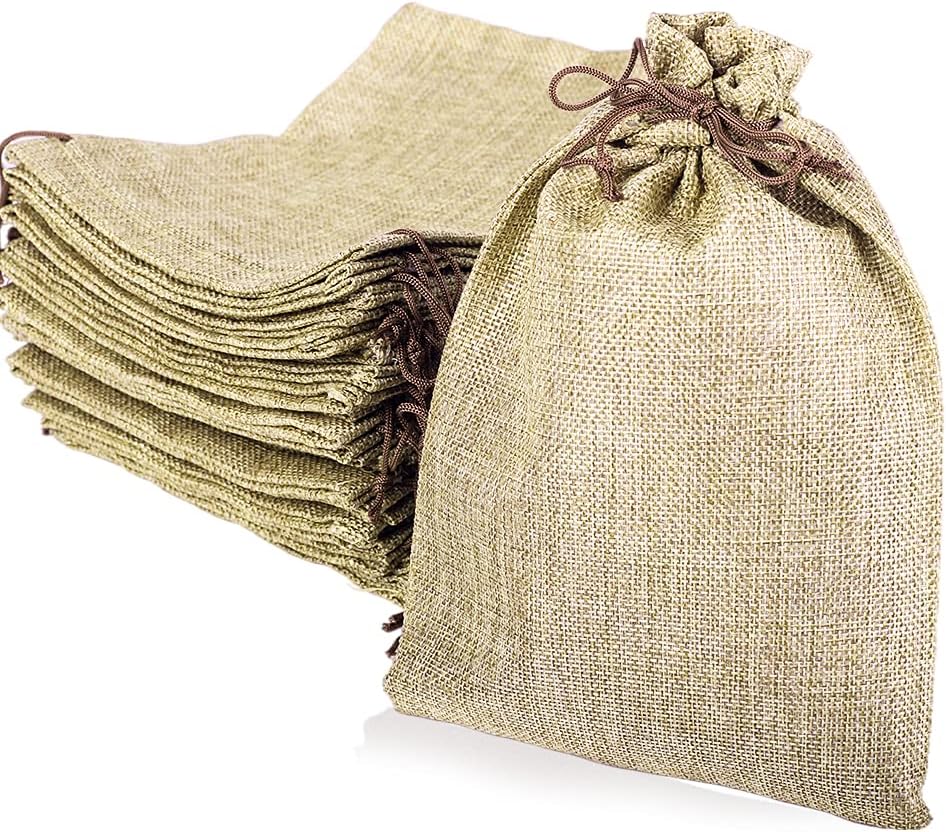 LYSXP 50PCS Burlap Bags with Drawstring，7x9 Inch Cream color Drawstring Gift Bag Jewelry Pouches
