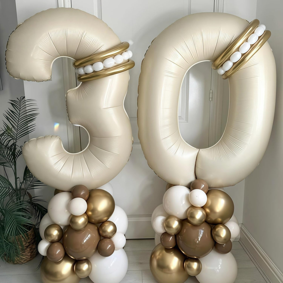 Cream 7 Balloon Number 40 Inch Cream White Number 7 Balloon Helium Mylar 7 Balloon for Birthday
