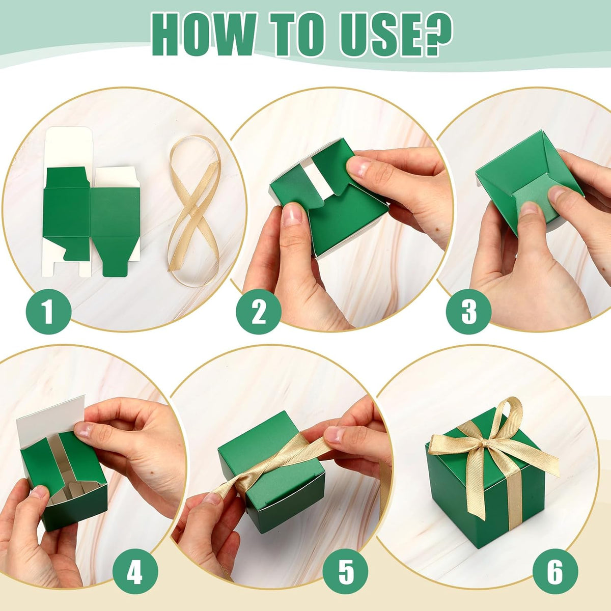Jutom 100 Pcs Mini Favor Boxes Extra Small Candy Boxes Paper with Gold Ribbon for Christmas