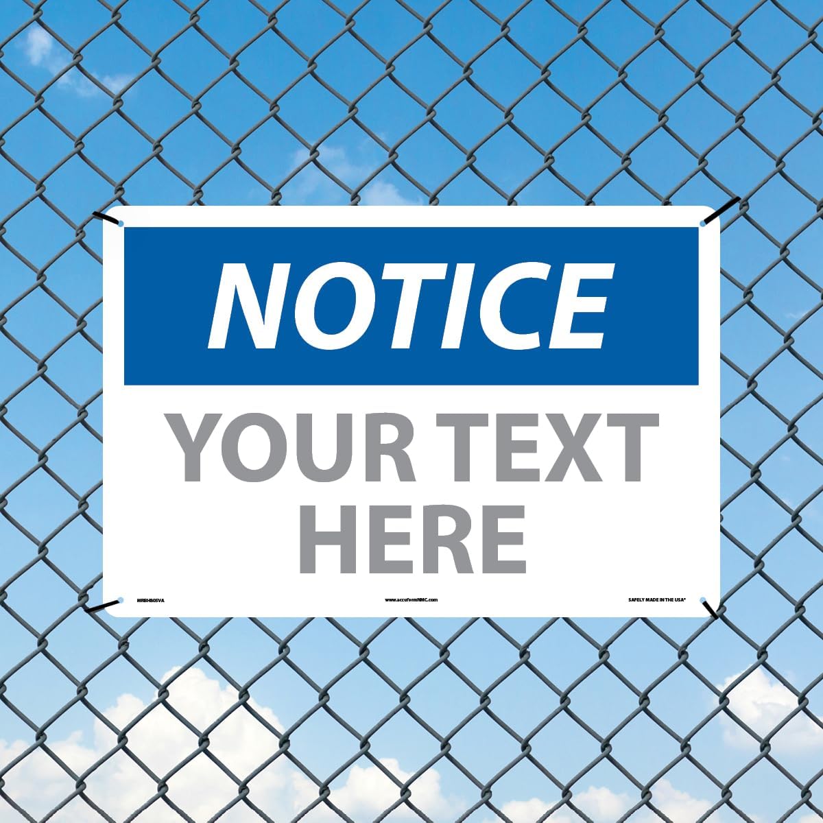 Custom OSHA Style Notice Sign 12" x 18" Aluminum Sign, Customizable "Your Text Here", by