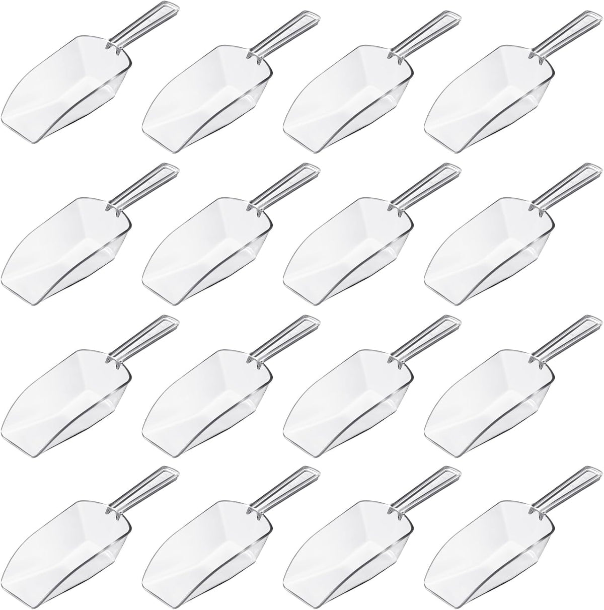 Hestya 16 Pcs Christmas Multi Purpose Clear Plastic Scoops for Candy Buffet Acrylic Kitchen Ice